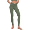 imageODODOS Cloud Feeling Ruched Yoga Leggings for Women 25quot  28quot High Waist Crossover Yoga PantsDark Olive