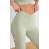 imageODODOS Cloud Feeling Ruched Yoga Leggings for Women 25quot  28quot High Waist Crossover Yoga PantsLime Stone