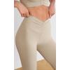 imageODODOS Cloud Feeling Ruched Yoga Leggings for Women 25quot  28quot High Waist Crossover Yoga PantsShaker Beige