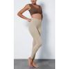 imageODODOS Cloud Feeling Ruched Yoga Leggings for Women 25quot  28quot High Waist Crossover Yoga PantsShaker Beige