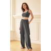 imageODODOS Womens Modal Soft Wide Leg Cargo Pants with Pockets Adjustable Shockcord High Waist Loose Jogger PantsCharcoal