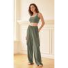 imageODODOS Womens Modal Soft Wide Leg Cargo Pants with Pockets Adjustable Shockcord High Waist Loose Jogger PantsDark Sage