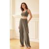 imageODODOS Womens Modal Soft Wide Leg Cargo Pants with Pockets Adjustable Shockcord High Waist Loose Jogger PantsEspresso