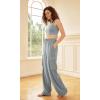 imageODODOS Womens Modal Soft Wide Leg Cargo Pants with Pockets Adjustable Shockcord High Waist Loose Jogger PantsGrey Blue