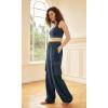 imageODODOS Womens Modal Soft Wide Leg Cargo Pants with Pockets Adjustable Shockcord High Waist Loose Jogger PantsNavy