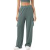 imageODODOS Womens Modal Soft Wide Leg Cargo Pants with Pockets Adjustable Shockcord High Waist Loose Jogger PantsSlate Green
