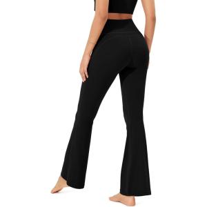 imageODODOS Cloud Feeling Flared Yoga Pants with Back Pocket for Women High Waist Casual Bootleg Lounge Pants 30quot32quot InseamBlack