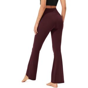 imageODODOS Cloud Feeling Flared Yoga Pants with Back Pocket for Women High Waist Casual Bootleg Lounge Pants 30quot32quot InseamBurgundy