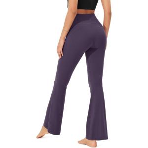imageODODOS Cloud Feeling Flared Yoga Pants with Back Pocket for Women High Waist Casual Bootleg Lounge Pants 30quot32quot InseamDark Purple