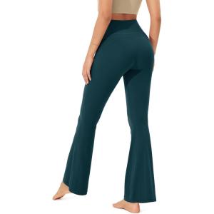 imageODODOS Cloud Feeling Flared Yoga Pants with Back Pocket for Women High Waist Casual Bootleg Lounge Pants 30quot32quot InseamForest Teal