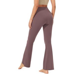 imageODODOS Cloud Feeling Flared Yoga Pants with Back Pocket for Women High Waist Casual Bootleg Lounge Pants 30quot32quot InseamPurple Taupe