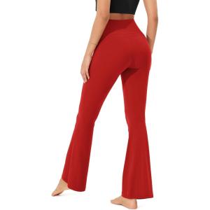 imageODODOS Cloud Feeling Flared Yoga Pants with Back Pocket for Women High Waist Casual Bootleg Lounge Pants 30quot32quot InseamRed