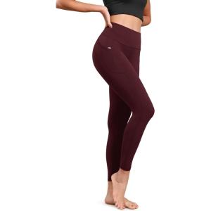 imageODODOS ODLIFT 78 Compression Leggings with Pockets for Women 25quot High Waist Workout Yoga PantsBurgundy