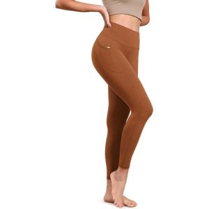 imageODODOS ODLIFT 78 Compression Leggings with Pockets for Women 25quot High Waist Workout Yoga PantsCaramel