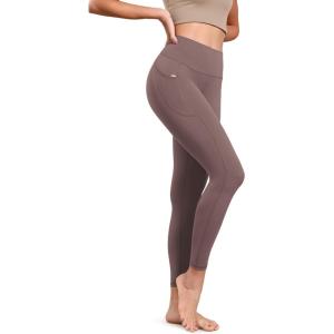imageODODOS ODLIFT 78 Compression Leggings with Pockets for Women 25quot High Waist Workout Yoga PantsPurple Taupe