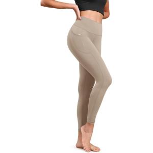 imageODODOS ODLIFT 78 Compression Leggings with Pockets for Women 25quot High Waist Workout Yoga PantsShaker Beige