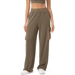 imageODODOS Womens Modal Soft Wide Leg Cargo Pants with Pockets Adjustable Shockcord High Waist Loose Jogger PantsEspresso