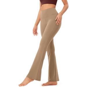 imageODODOS Womens Bootcut Yoga Pants Tummy Control Non See Through Bootleg Gym Workout PantsLight Brown