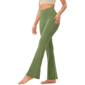 imageODODOS Womens Bootcut Yoga Pants Tummy Control Non See Through Bootleg Gym Workout PantsLight Olive
