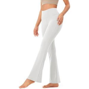 imageODODOS Womens Bootcut Yoga Pants Tummy Control Non See Through Bootleg Gym Workout PantsWhite