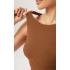 imageODODOS Cloud Feeling High Neck Crop Tank for Women Double Layer Sleeveless Casual Yoga Cropped TopsCaramel