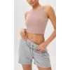 imageODODOS Cloud Feeling High Neck Crop Tank for Women Double Layer Sleeveless Casual Yoga Cropped TopsDusty Pink