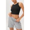 imageODODOS Cloud Feeling High Neck Crop Tank for Women Double Layer Sleeveless Casual Yoga Cropped TopsOnyx Black
