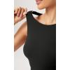 imageODODOS Cloud Feeling High Neck Crop Tank for Women Double Layer Sleeveless Casual Yoga Cropped TopsOnyx Black