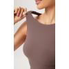 imageODODOS Cloud Feeling High Neck Crop Tank for Women Double Layer Sleeveless Casual Yoga Cropped TopsPurple Taupe