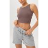imageODODOS Cloud Feeling High Neck Crop Tank for Women Double Layer Sleeveless Casual Yoga Cropped TopsPurple Taupe