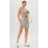 imageODODOS Cloud Feeling High Neck Crop Tank for Women Double Layer Sleeveless Casual Yoga Cropped TopsShaker Beige