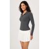 imageODODOS Cloud Feeling Long Sleeve Polo Shirts for Women Lightweight Buttery Soft Tennis Golf TopsCharcoal