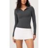 imageODODOS Cloud Feeling Long Sleeve Polo Shirts for Women Lightweight Buttery Soft Tennis Golf TopsCharcoal