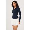 imageODODOS Cloud Feeling Long Sleeve Polo Shirts for Women Lightweight Buttery Soft Tennis Golf TopsDeep Navy