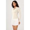 imageODODOS Cloud Feeling Long Sleeve Polo Shirts for Women Lightweight Buttery Soft Tennis Golf TopsOat Milk