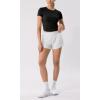 imageODODOS Cloud Feeling Short Sleeve Tee for Women Curved Hem Crew Neck Crop Tops Summer Yoga TShirtsBlack