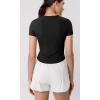 imageODODOS Cloud Feeling Short Sleeve Tee for Women Curved Hem Crew Neck Crop Tops Summer Yoga TShirtsBlack