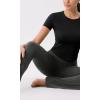 imageODODOS Cloud Feeling Short Sleeve Tee for Women Curved Hem Crew Neck Crop Tops Summer Yoga TShirtsBlack
