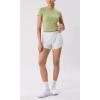 imageODODOS Cloud Feeling Short Sleeve Tee for Women Curved Hem Crew Neck Crop Tops Summer Yoga TShirtsCeladon Green