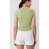 imageODODOS Cloud Feeling Short Sleeve Tee for Women Curved Hem Crew Neck Crop Tops Summer Yoga TShirtsCeladon Green