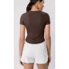 imageODODOS Cloud Feeling Short Sleeve Tee for Women Curved Hem Crew Neck Crop Tops Summer Yoga TShirtsCocoa