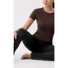imageODODOS Cloud Feeling Short Sleeve Tee for Women Curved Hem Crew Neck Crop Tops Summer Yoga TShirtsCocoa