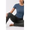 imageODODOS Cloud Feeling Short Sleeve Tee for Women Curved Hem Crew Neck Crop Tops Summer Yoga TShirtsInk Blue