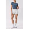 imageODODOS Cloud Feeling Short Sleeve Tee for Women Curved Hem Crew Neck Crop Tops Summer Yoga TShirtsInk Blue