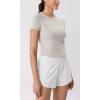 imageODODOS Cloud Feeling Short Sleeve Tee for Women Curved Hem Crew Neck Crop Tops Summer Yoga TShirtsQuiet Gray