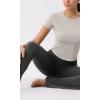 imageODODOS Cloud Feeling Short Sleeve Tee for Women Curved Hem Crew Neck Crop Tops Summer Yoga TShirtsQuiet Gray