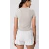imageODODOS Cloud Feeling Short Sleeve Tee for Women Curved Hem Crew Neck Crop Tops Summer Yoga TShirtsQuiet Gray