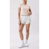 imageODODOS Cloud Feeling Short Sleeve Tee for Women Curved Hem Crew Neck Crop Tops Summer Yoga TShirtsSand