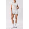 imageODODOS Cloud Feeling Short Sleeve Tee for Women Curved Hem Crew Neck Crop Tops Summer Yoga TShirtsWhite