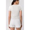 imageODODOS Cloud Feeling Short Sleeve Tee for Women Curved Hem Crew Neck Crop Tops Summer Yoga TShirtsWhite